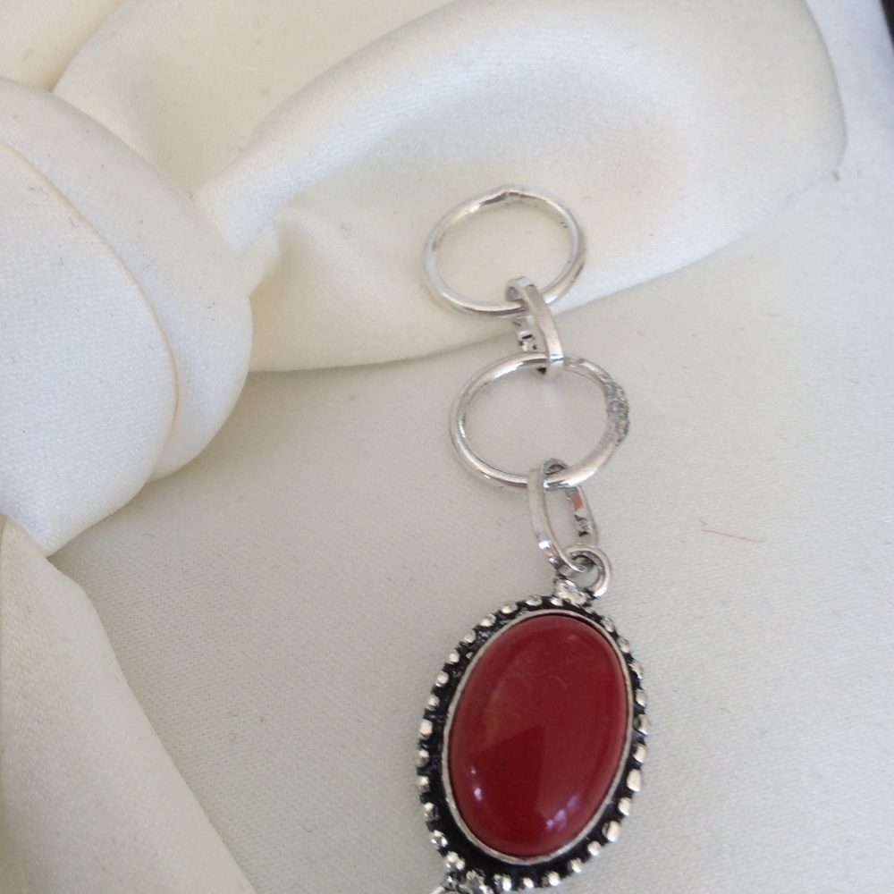 Sterling Silver 925 Coral Link Chain Bracelet - Picture 6 of 12